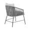 Armen Living Calica Outdoor Patio Dining Chair in Black Metal and Gray Rope 840254332294 - alternate 7
